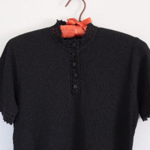 LAST DAY Vintage Black Top Short Sleeve Knit